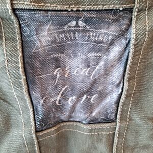 Vintage Addiction Olive Green Recycled Tent Canvas Bag W/inspirational Graphic